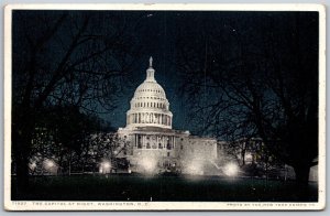 Vtg Washington DC The Capitol At Night 1910s View Detroit Publishing Postcard