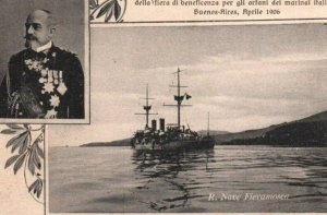 Italian Royal Navy Ettore Fieramosca Cruiser @ Buenos Aires - c1910s RPPC