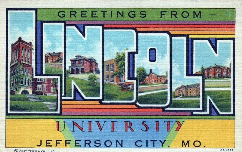 MO, Lincoln University, Jefferson City, MO Linen Large Letter Postcard,Teich