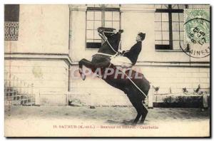 Old Postcard Saumur Horse Equestrian Jumper freedom in Courbette