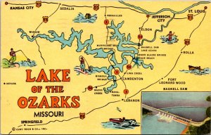 Postcard Highway Road Map Lake of the Ozark, Missouri