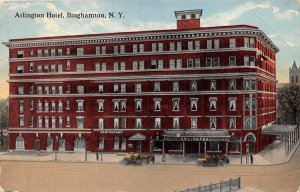 Binghamton New York~Arlington Hotel-Restaurant~Cars/Trolley Tracks in Street~...