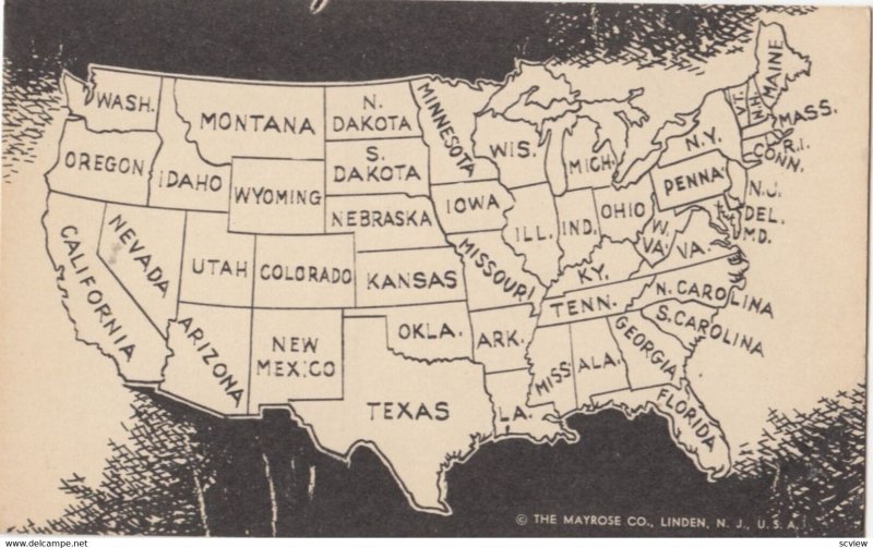 Map of USA, 1910s