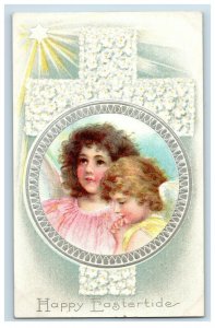 c.1910 Fab Angels Winged Cross Easter Eastertide Vintage Postcard F50