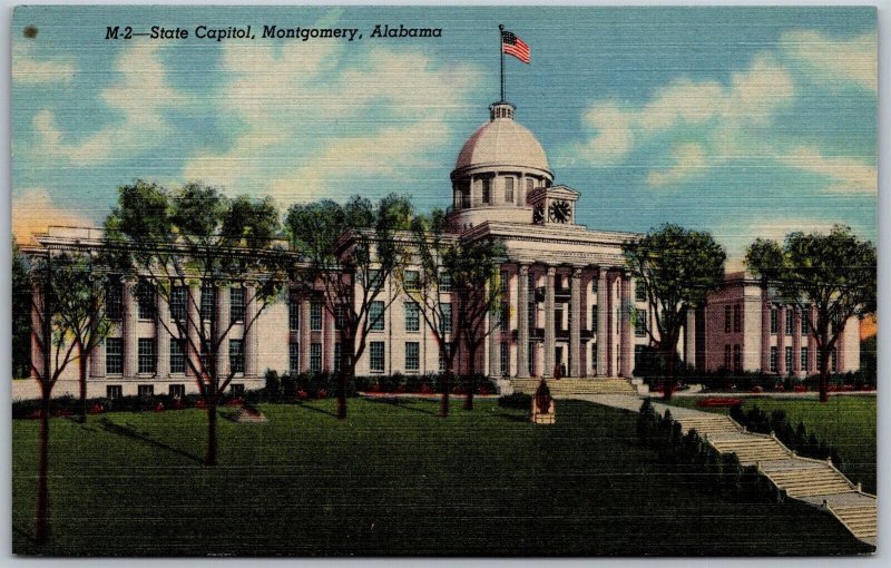 Vtg Montgomery Alabama AL State Capitol Facade 1940s View Linen Postcard