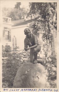 RPPC Plymouth NH, Boy Scout Monument, BSA, Agfa Ansco 1930-1940's