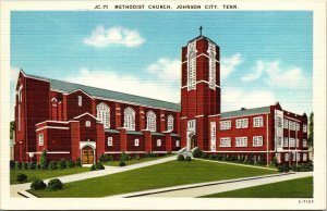 Methodist Church Johnson City TN Tennessee Linen WB Postcard UNP Unused Vintage 