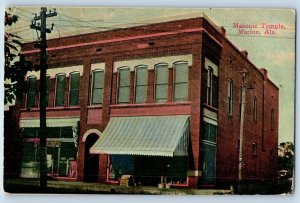 Marion Alabama AL Postcard Masonic Temple Building Exterior 1910 Vintage Antique