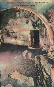 Vintage Postcard 1930's Dungeon Entrance Castillo De San Marcos St. Augustine FL