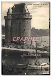 Old Postcard Chateau St Servan Solidor Tower Boat