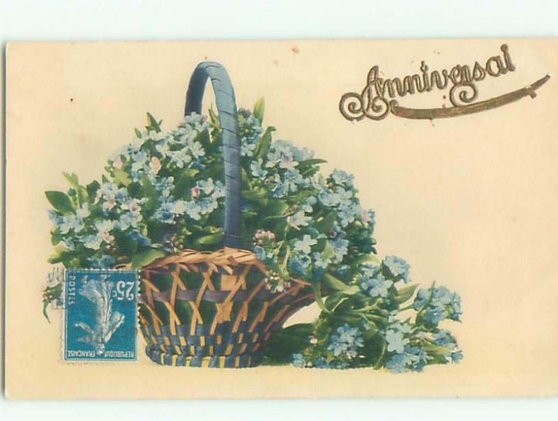 Very Old Foreign Postcard BEAUTIFUL FLOWERS SCENE AA4164