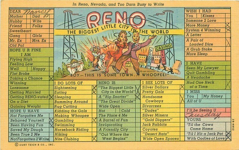 Someone In Reno Nevada Misses You - Love Greeting Card Someone In Reno Nevada Misses You - Love Greeting Card