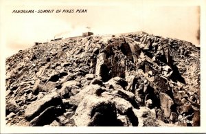 Colorado Panorama Of Summit Of Pikes Peak Real Photo