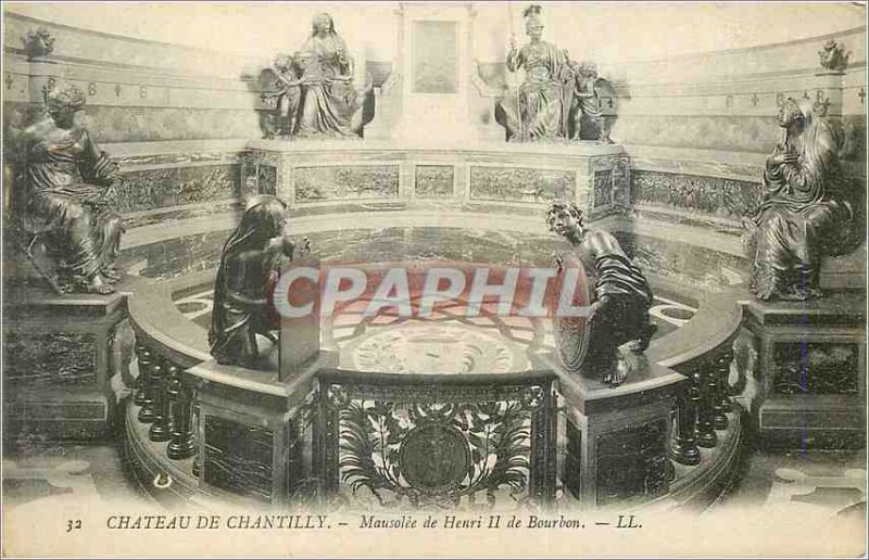 Old Postcard Chateau de Chantilly Mausoleum of Henry II of Bourbon