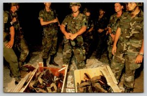 US Military 1983 Invasion Of Grenada Soldiers With Cache Of Weapons Postcard X29