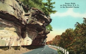 Vintage Postcard Scenic Bluffs On Prize Drive US 71 In Ozarks Pub Joplin News Co