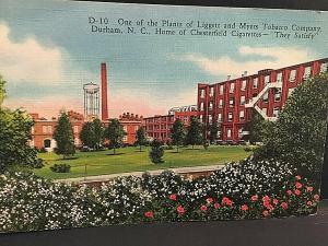 Postcard Ligget & Myers Tobacco Plant , Chesterfield Cigarettes,Durham,N.C.  T4