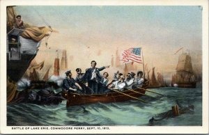 postcard Painting in US Capitol -  Battle of Lake Erie by W. H. Powell