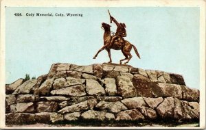 Cody Memorial Wyoming WY Statue Monument WB Postcard UNP Unused VTG Vintage 