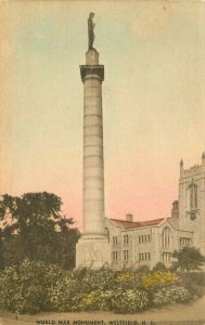 Art hand colored 1920s World War Monument Westfield New Jersey Postcard 20-115