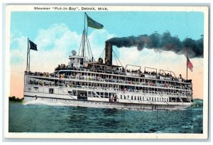 c1920's Steamer Put-In-Bay People On Board Detroit Michigan MI Unposted Postcard