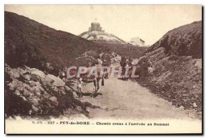 Old Postcard Puy de Dome hollow path on arrival at the Summit