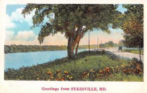 Sykesville Maryland Scenic Road Old Auto River View Antique Postcard J73135