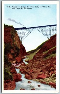 Vtg Alaska AK Cantilever Bridge On White Pass & Yukon Railroad 1920s Postcard