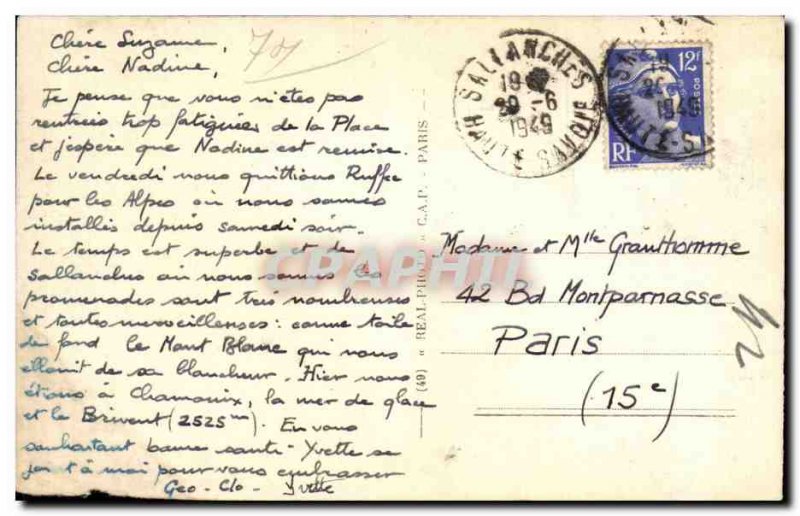 Old Postcard Sallanches The Mont Blanc range