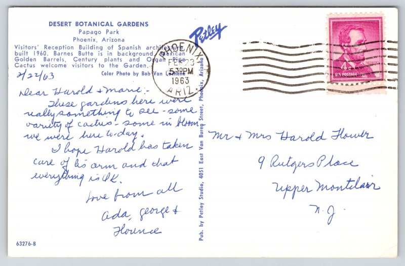 Phoenix Arizona~Papago Park~Desert Botanical Gardens Reception Bldg~Flag~1963 PC