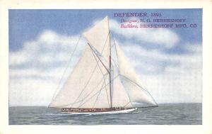1895 Defender The First Race For The America's Cup Long Island City NY Postcard