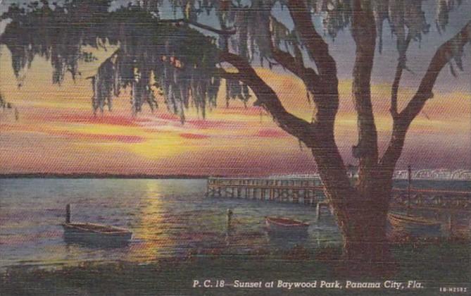 Florida Panama City Sunset At Baywood Park 1942 Curteich