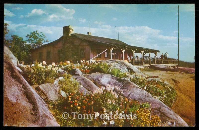 Flower gardens and Summit Chalet, Mt. Cranmore, North Conway