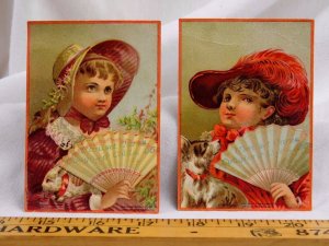 Lot Of 2 G. A Heyne Druggist Ulmiset Cures Coughs Colds Girls Fans Cat Dog F42