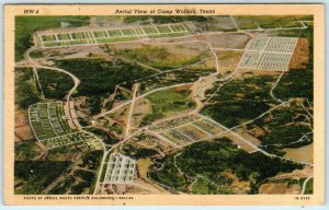 CAMP WOLTERS, Texas TX  Aerial View  ca 1940s Linen WWII Era Military  Postcard