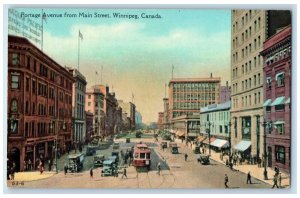 Winnipeg Manitoba Canada Postcard Portage Avenue from Main Street c1910