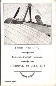 1914 Mint Ireland Aviation Picture Postcard Lord Carbery University Field