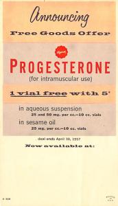 Medicine Advertising Old Vintage Antique Post Card Progesterone Unused