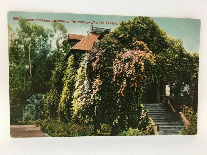 Minnewawa Near Fresno CA Postcard Rose Covered Residence