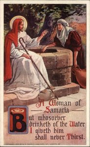 Christianity Jesus Christ Woman of Samaria Samaritan Vintage Postcard