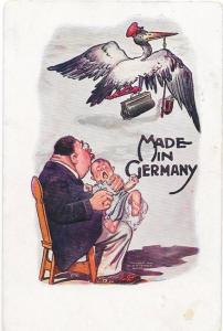 Stork Leaving a Baby - Made in Germany -  Vintage 1907 Postcard - Undivided Back