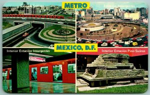 Multiview Metro Subway Mexico City Mexico UNP Chrome Postcard G9