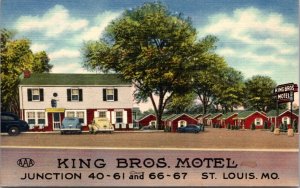 Linen Postcard King Bros. Motel on Route 66 in St. Louis, Missouri