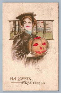 HALLOWEEN ANTIQUE 1911 POSTCARD SIGNED KATHRYN ELLIOTT