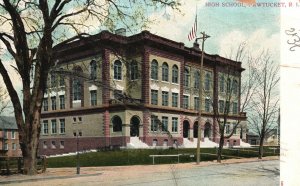 Vintage Postcard 1907 High School Pawtucket RI Rhode Island Pub. A.C. Bosselman