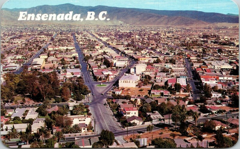 Ensenada BC Air Aerial View Baja Cal Norte Panoramic BCN Mexico VTG Postcard UNP 