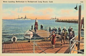 Postcard CA Long Beach California-Naval Shore Leave-Sailors-Vintage Linen C9