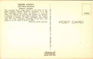 Theatre Atlanta Georgia GA Interior Stage Repertory VTG Postcard UNP Unused 