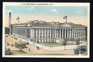 Vintage Washington, DC/D.C. Postcard, US Treasury, Old Cars