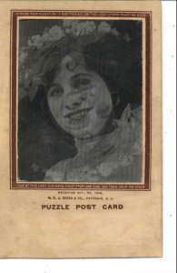 Lenticular Puzzle PRETTY WOMAN c1910 HCJ DEEKS Postcard